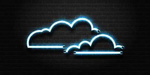 vector realistic isolated neon sign of cloud for decoration and covering on the wall background.