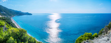Panoramic View On Milos Beach In Lefkada, Greece
