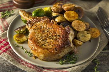 Canvas Print - Homemade Roasted Bone in Pork Chop