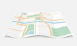 Folded paper city map, vector illustration