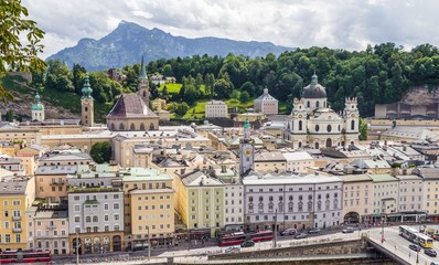 Canvas Print - Aerial view panorama skyline of city of Salzburg Austria