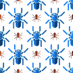 Wall Mural - Spider web silhouette arachnid fear seamless pattern scary animal design nature insect danger horror halloween vector icon.