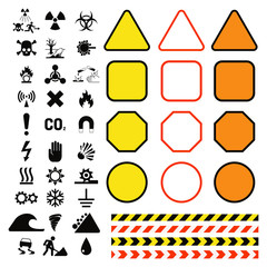 Prohibition signs industry production vector warning danger symbol forbidden safety information protection no allowed caution information.