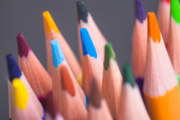 Wall Mural - The leads of colored pencils. Bright colored pencils. Colored pencils macro.