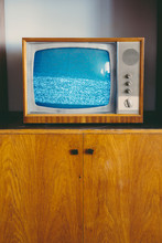 Old Analog TV Displaying Noise