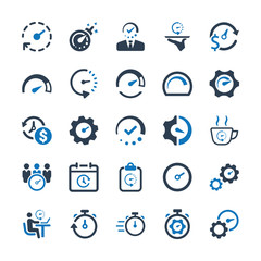 Wall Mural - Business Time Management Icons - Blue Version