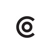 Initial letter co, oc, o inside c, linked line circle shape logo, monogram black color