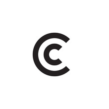 Initial Letter Cc, Cc, C Inside C, Linked Line Circle Shape Logo, Monogram Black Color