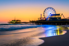 Santa Monica Pier At Sundown, Los Angeles