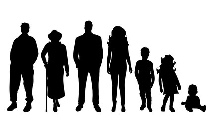 Canvas Print - Vector silhouette of family on white background.