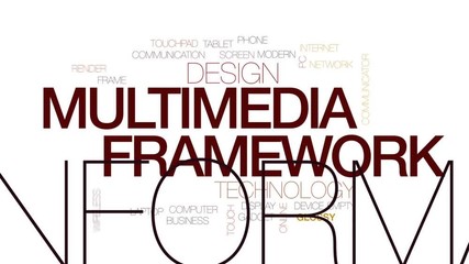 Wall Mural - multimedia framework animated word cloud, text design animation. kinetic typography.