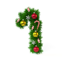 Wall Mural - Christmas font isolated on white, number 1 3d rendering