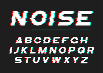 Wall Mural - Decorative bold font with digital noise, distortion, glitch effe