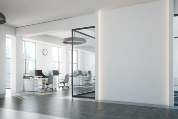 White open space, blank wall side