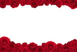 Fototapeta Most - Frame made of red roses. Isolated on white.