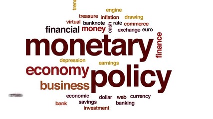 Sticker - Monetary policy animated word cloud, text design animation.