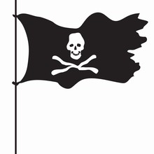 Skull With Bones On Black, Pirate Flag
