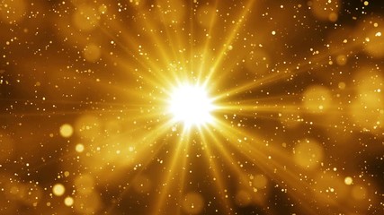 Wall Mural - glitter abstract background for celebration with light and shine in center. golden dust and glowing 