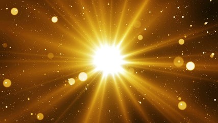 Wall Mural - golden sparks abstract background with light from center. seamless loop.