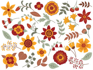 Wall Mural - Vector Autumn Floral Set