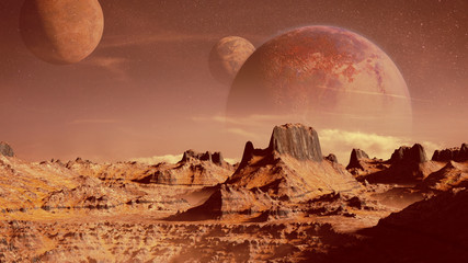 Wall Mural - scenic alien planet landscape 