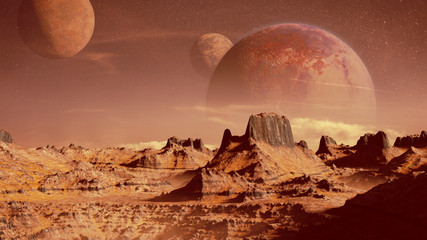 Canvas Print - scenic alien planet landscape 