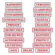 A set of rubber stamps on a theme: private, censored, confidential, protect, top secret, etc. 21 vector illustration.