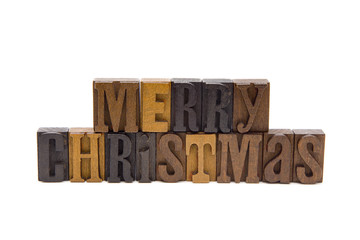 Merry Christmas Spelled in Type Set