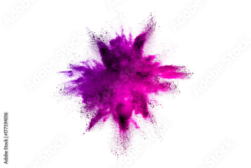 Fotografie, Obraz Explosion of colored powder on white background