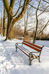 Wall Mural - Bench under the snow.