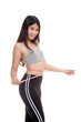 © halfbottle - Beautiful Asian healthy girl measuring her waist.