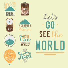 Poster - Vintage typography travel motivation badge nature adventure vector adventure emblem illustration