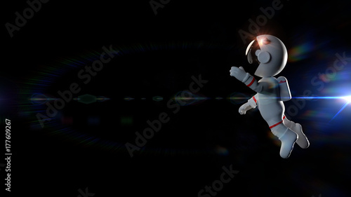 Obraz na płótnie biały astronauta kreskówka postać nieważkości w przestrzeni
