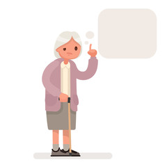 Wall Mural - Grandmother speaks a speech bubble. Vector illustration in a flat style