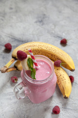 Wall Mural - Banana raspberry smoothie