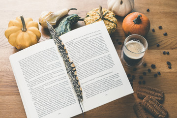 Pumpkins with book