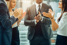 Business People Team Applauding In Office Achievement Concept