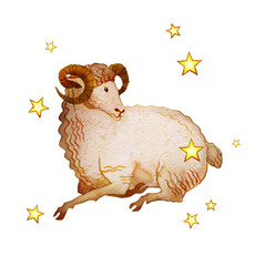 Wall Mural - Astrological sign of the zodiac Aries, textured, isolated on a white background