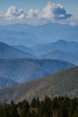 Blue Ridge Mountains Smoky Mountain National Park wide horizon landscape background layered hills and valleys