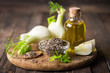 Fennel bulb, essential oil and seeds,