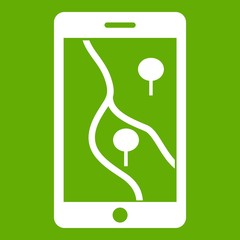 Canvas Print - Smartphone with GPS navigator icon green
