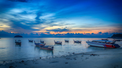 Wall Mural - Sunrise at Sunrise beach on Lipe Island, Satun Province, Thailand