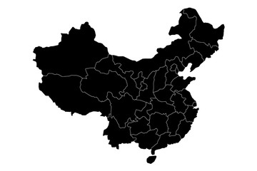 Wall Mural - Administrative provinces of China. Black vector illustration.