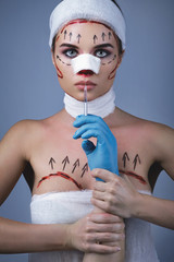 Poster - Model in image of plastic surgery victim