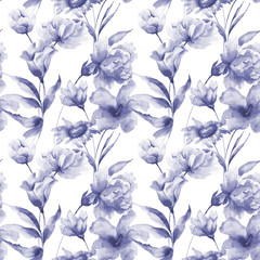 Poster - Seamless wallpaper with stylized flowers