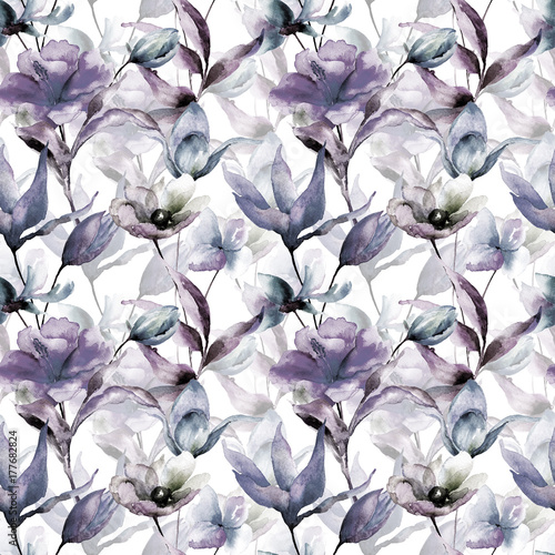 Seamless wallpaper with stylized flowers