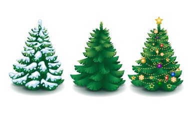 vector collection of cartoon christmas trees
