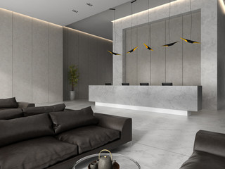 Wall Mural - Interior of a hotel spa reception 3D illustration