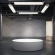 Round showcase in a gallery interior. 3d rendering