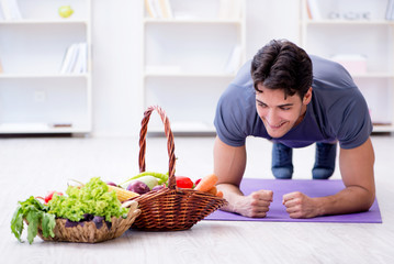 Man promoting the benefits of healthy eating and doing sports